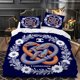 thumbnail image 1 of Juego de Funda de Edredón de 3 Piezas con Serpientes Intrincadas Entrelazadas en Azul y Naranja y Patrones Florales sobre Fondo Marino, Estética Moderna, 1 of 5