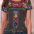 thumbnail image 1 of Camiseta Étnica Con Estampado Floral, Camiseta De Verano De Manga Corta Con Cuello Redondo Bohemio, Ropa De Mujer, 1 of 4
