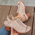 thumbnail image 2 of Hurxie Platform Sandals for Women Sling Wedge Sandals Hollow-Out Low Heel Open Toe Ankle Boots Cutout Shoes Slingback Sandals Khaki 40, 2 of 7