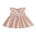 thumbnail image 1 of MesaSe Bébé Fille Robe Coton Lin Volant Sans Manches Casual Party Princesse Robes Enfant Été Robe Soleil, 1 of 10