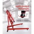 thumbnail image 4 of 2-ton folding cherry picker engine hoist, 4400lb hydraulic lift, telescopic boom, red, heavy-duty with 6 casters for shop use, 4 of 8