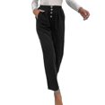 thumbnail image 1 of Pantalones de mujer Pantalones de mujer con corte de bota recortados estilo viajero negro de color sólido para mujer-AM, 1 of 5