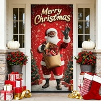 Christmas Door Cover with Santa and Snowman, Festive Holiday Party Decoration, Durable Hanging Door Cover for Outdoor Porch, Walls and Home Entryways, In-Stock Ready for Immediate Use, B, 1pcs