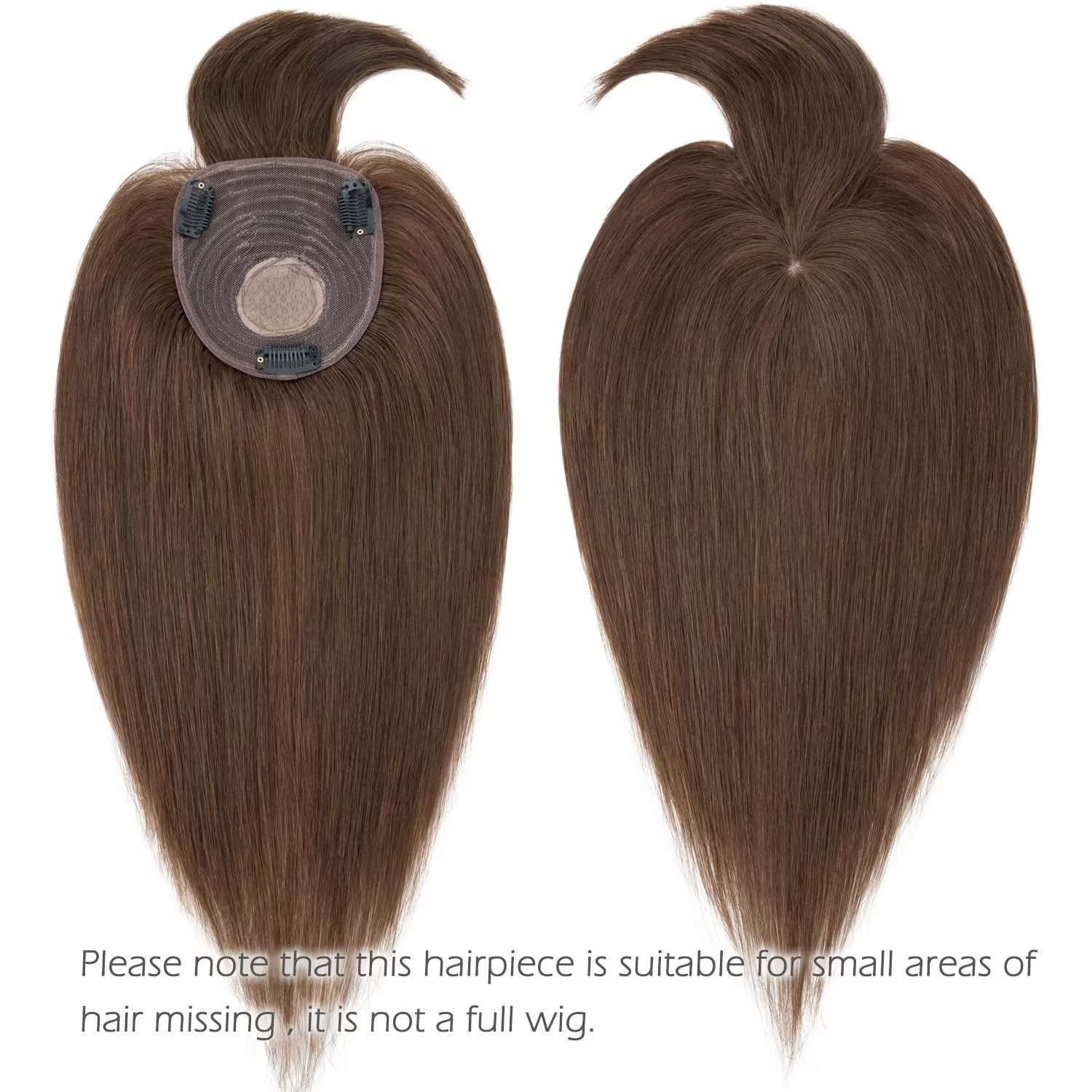 Benehair NEW 10cm*12cm 100% Remy Human Hair Clip In Topper Toupee Hairpiece Wig Top Piece Base Wiglet With Bang Brown
