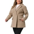 thumbnail image 4 of Agnes Orinda Women's Plus Size Coat Notch Double-Breasted Lapel Jacket Outwear Word Casual Coats with Pockets 4X Camel, 4 of 6