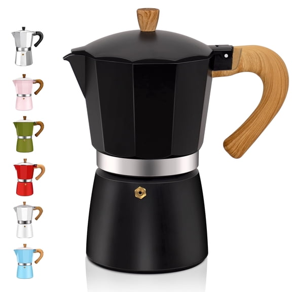 6 Cup Aluminum Espresso Stovetop Moka Pot Express Coffee Maker Percolator Italian Classic Mocha Coffee Machine for Italian and Cuban Cafe Brewing for Home & Camping 300ml 10oz