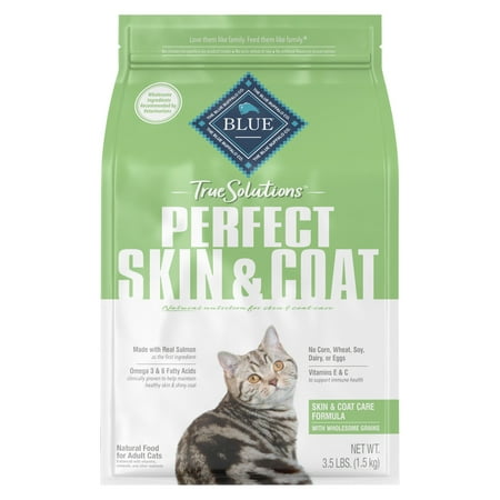 UPC: 0840243135257 | Blue Buffalo True Solutions Perfect Coat Skin & Coat Care Salmon Dry Cat Food for Adult Cats Whole Grain 3.5 lb. Bag