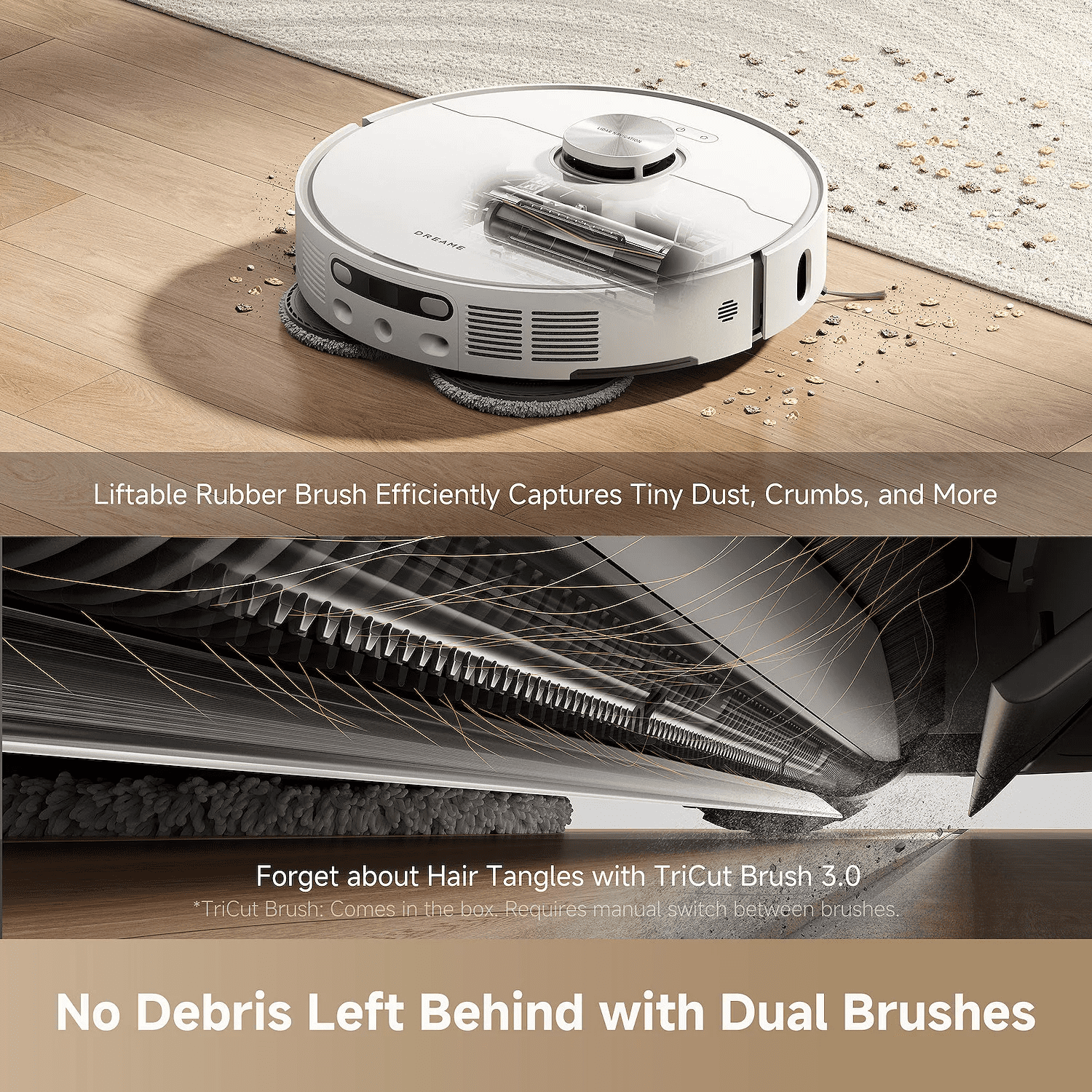 Dreame GoVac 500 Robot Vacuum and Mop, 19000Pa Suction, Tangle-Free, Remote Pet Monitoring, 167°F Water Self Clean, MopExtend Tech for Edge Cleaning, Smart Obstacle Avoidance, White
