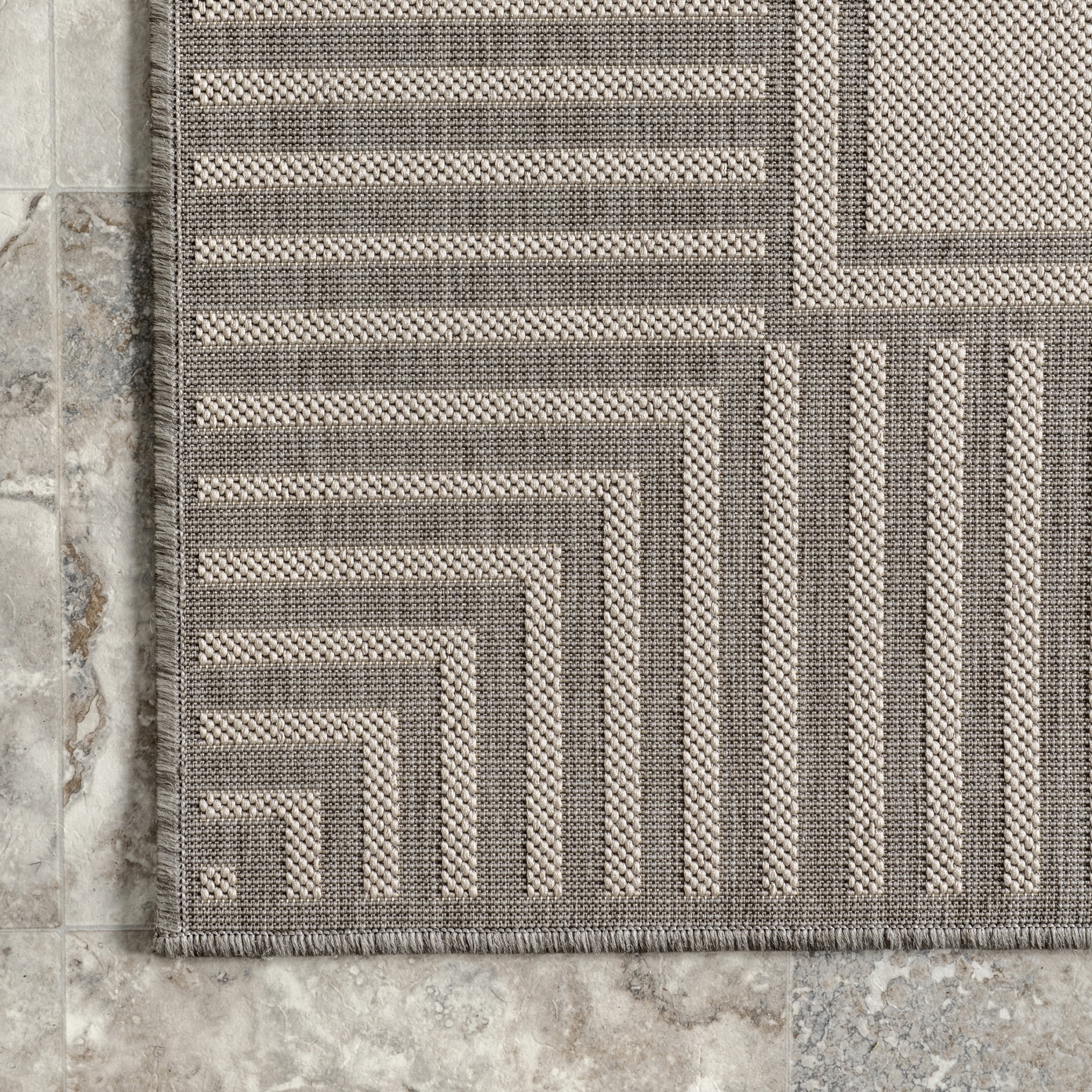 nuLOOM Asha Simple Striped Indoor/Outdoor Area Rug, 2' x 8', Runner, Asha Light Grey