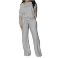 thumbnail image 1 of Ensemble de Survêtement 2 Pcs pour Femmes, Épaule Inclinée, Manches Longues, Poches, Blanc TG, 1 of 6