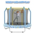thumbnail image 6 of ZIVACATE 55 Inch Outdoor Toddler Trampoline with Enclosure Net, Mini Round Trampoline for Kids with Basketball, Small Trampoline Gifts for Boy and Girls,Blue, 6 of 8