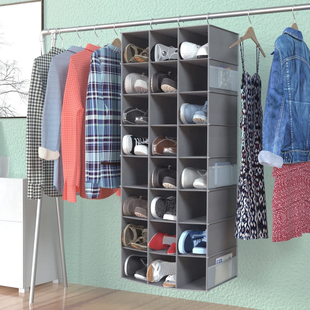 coastal rose Hanging Shoe Organizer for Closet, 24 Sections Shoe Holder Hanger Rack, Space-saving Shoe Organizers and Storage