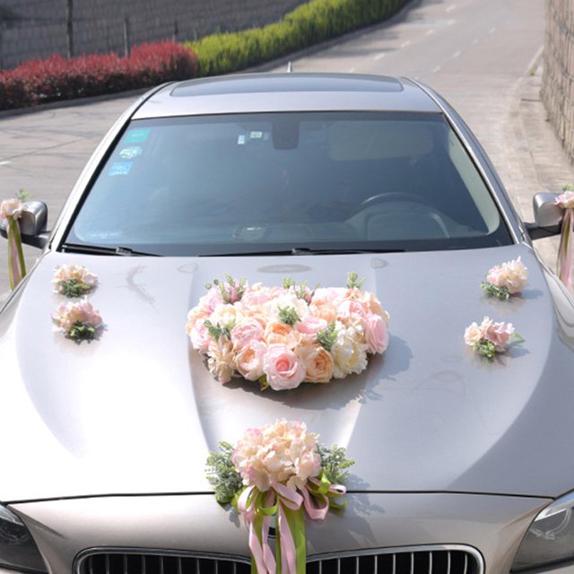 Cinta artificiales románticas para DIY, de decoración para coche para Iglesia, , , champán Yotijar Decoraciones de coches de boda