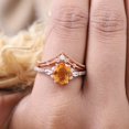 thumbnail image 5 of Citrine Engagement Cluster Ring Set Promise Curved Band Set Diamond Halo Wedding Engraved Jewelry Proposal Gift, 5 of 5