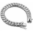 thumbnail image 5 of 925 Sterling Silver Italian Solid 10-12-14mm Diamond-Cut Cuban Link Curb Chain Bracelet for Men, Jewelry Party Birthday Gift, 5 of 10