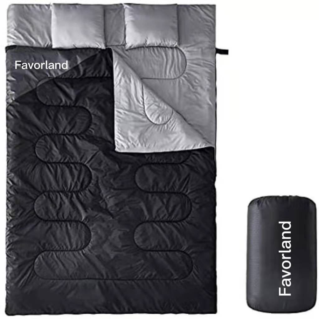 Double Sleeping Bag for Adults Backpacking Hiking Camping Cotton Liner,  Lightweight & Waterproof,Black Grey - Walmart.com