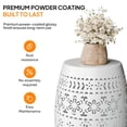 thumbnail image 6 of Hassch 12.2" Dia Round Metal Accent Table, Floral Cut-Out Drum Side Table, Powder-Coated Iron All-Weather Patio End Table, White, 6 of 9