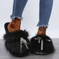 thumbnail image 2 of Lovskoo 2024 Women's Slippers Slippers Fall And Winter Bow Knot Household Shoes Baotou Cotton Slippers Wear Half Shoes Black, 2 of 9