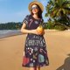 thumbnail image 4 of Balery Merry Christmas Vestidos sueltos de manga corta para mujer, vestidos de verano 2025, vestidos casuales de corte A con vuelo., 4 of 6