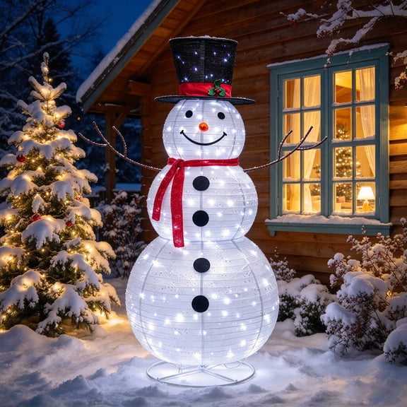 TTGIEET 6ft Lighted Pop-Up Snowman Outdoor Christmas Decoration with 225 LED Lights, Hat & Scarf
