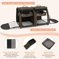 thumbnail image 4 of Pefilos 40" Portable Twin Compartment Show House Cat Cage/Condo, Fold Kennel Dog Travel Crate with Carry Bag, 2 Removable Hammocks and Collapsible Litter Box, Brown, 4 of 9