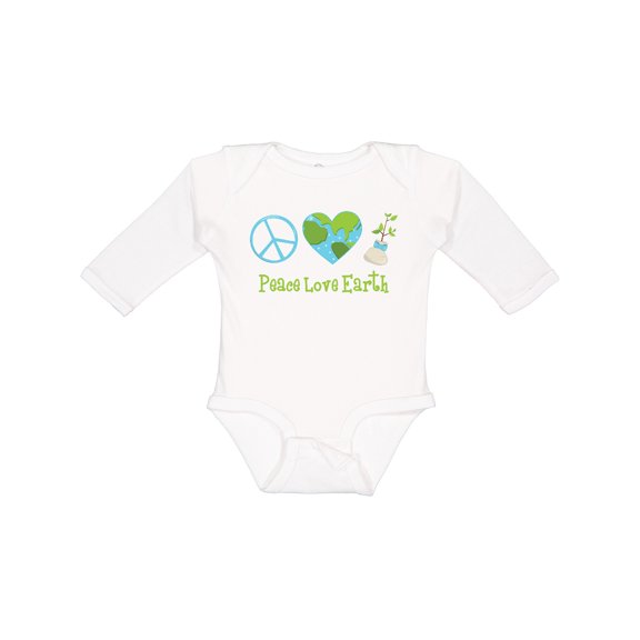 Inktastic Peace Love Earth Girls Long Sleeve Baby Bodysuit