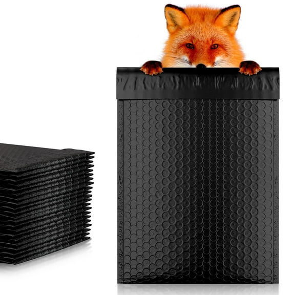 Matte Black Poly Bubble Mailers Self Seal, 9.5 x 13.5 Inch. Pack of 25 Bubble Packaging Envelopes for Shipping. Durable Padded Envelopes Waterproof. Self Seal Padded Mailers. Shipping Packages