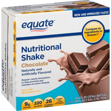 Equate Chocolate Nutritional Shake, 8 Oz, 16 Ct