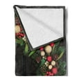 thumbnail image 2 of Christmas Soft Flannel Fleece Blanket, Christmas Wreath Design with Little Baubles Mistletoe Spruce Fir Dark Oak Image, Cozy Plush for Indoor and Outdoor Use, 70" x 90", Multicolor, by Ambesonne, 2 of 5
