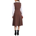 thumbnail image 3 of INSPIRE CHIC Vintage Pinafore Dress for Women's Lace Trim Button Overalls Midi Dress with Pockets S Brown, 3 of 6