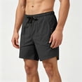 thumbnail image 5 of Besolor Mens Shorts Summer Travel Casual Loose Quick Dry Workout Running Drawstring Elastic Waist Wide Leg Shorts with Zipper Pockets(XX-Large,Black), 5 of 5