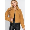 thumbnail image 2 of J. METHOD Women's Crop Jacket Faux Fur Snap Button Long Sleeve Casual Cropped Shacket Outerwear, 2 of 5