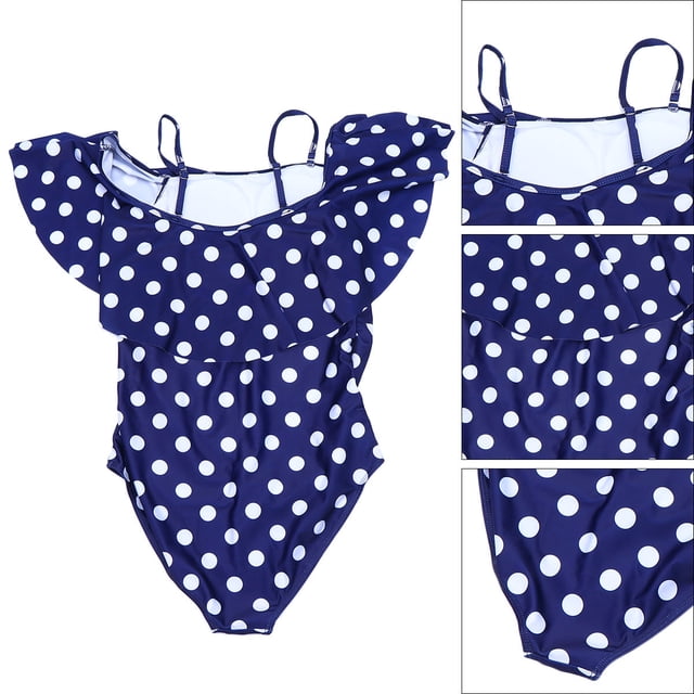 CTIRCHIU 1Set Maternity Swimsuit Comfortable Protection Adjustable Straps Dark Blue White Polyester XXL