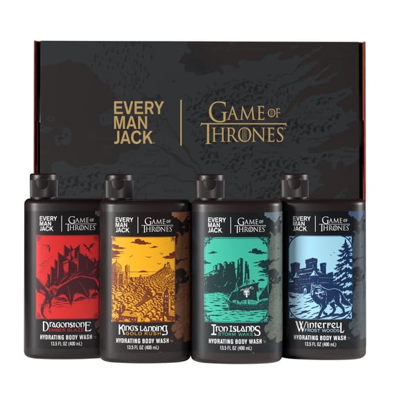 Every Man Jack Game of Thrones Collectors Body Wash Gift Set - Includes 4 Body Washes with Clean Ingredients & Westeros Inspired Scents