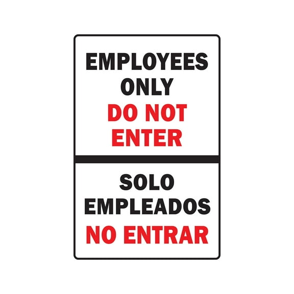 EMPLOYEES ONLY Aluminum Sign spanish entrance building | Indoor/Outdoor | 14" Tall