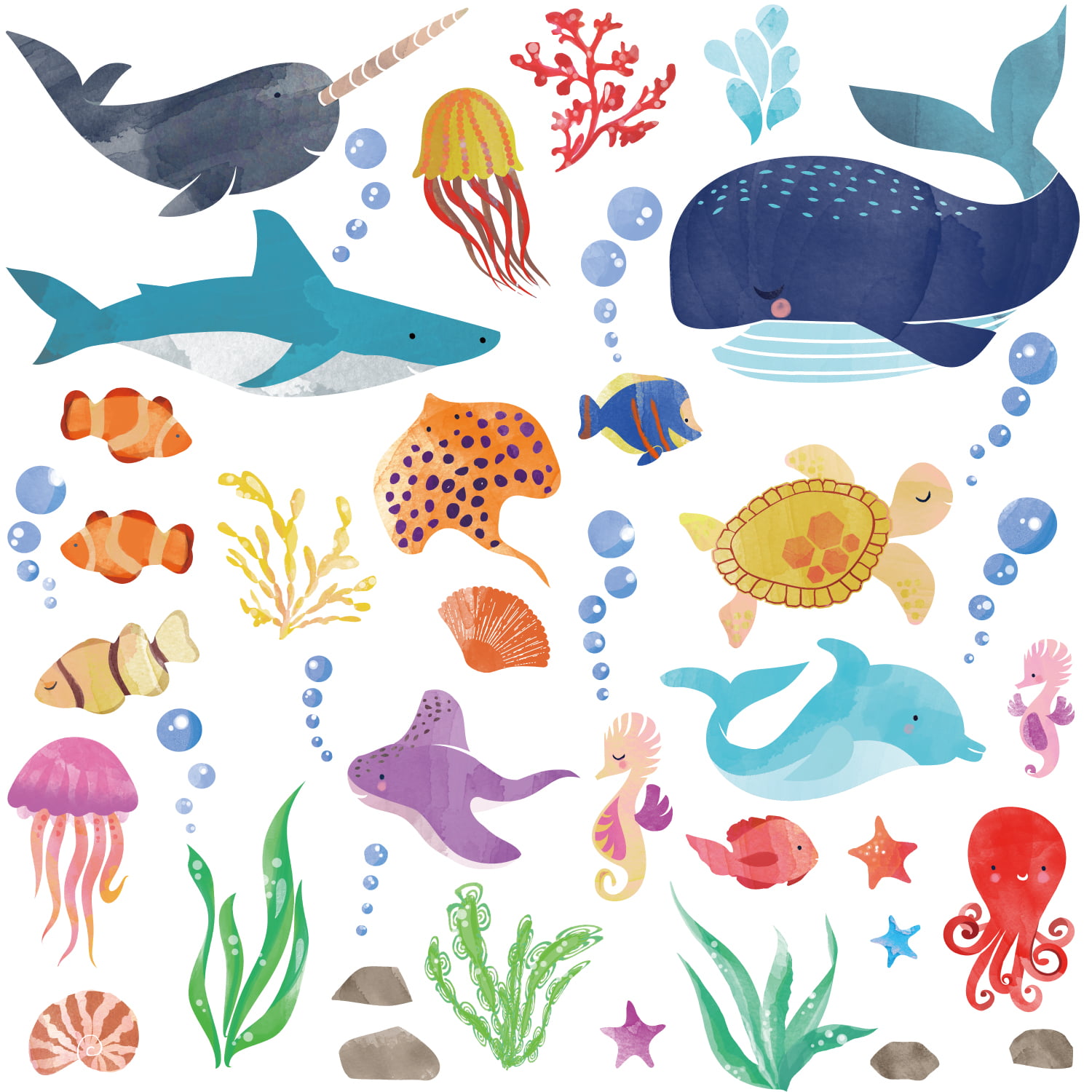 Tropical,Fish,Sticker,Decal,Shark,Decor,3d,Sea Life,Wall Art,Mural