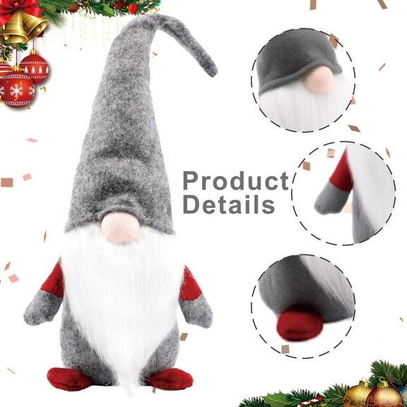 BFVV Swedish Gnome Christmas Decorations - Christmas Ornaments - Scandinavian Elf - Plush Birthday Present - Home Ornaments Table Decor, Gray - 15.7 inches（1pc）