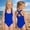 Blue, variant on Girls One-Piece Classic Solid Color Cross shaped shoulder straps Swimsuit Brown 7-8 Years