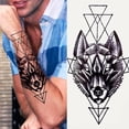 thumbnail image 6 of 1 Lion Men waterproof temporary body fake sticker, arm hand cool art, black transfer clock, 6 of 10