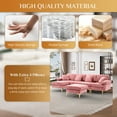 thumbnail image 5 of Wiilayok Modern Convertible Sectional Sofa, Velvet Fabric U Shaped Modular Couch with Double Reversible Chaise & Ottoman, 4 Seat Oversized Sofa for Living Room, Pink, 5 of 8