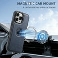 thumbnail image 3 of Magnetic for iPhone 15 Pro Max PU Leather Case, [Compatible with Mag-Safe & Support Magnetic Car Mount] Protective Slim Phone Cover for iPhone 15 Pro Max Logo Hollow Design Case, Blue, 3 of 8