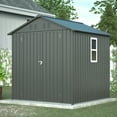 thumbnail image 6 of LZBEITEM 6x6 ft Metal Outdoor Storage Shed with Window, Lockable Tool Storage Shed, Steel Garden Sheds with Gable Roof for Backyard, Patio, Garage, Lawn, Black, 6 of 10