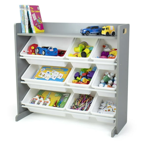 Humble Crew Cambridge White Toy Storage Organizer with Shelf and 9 Storage Bins