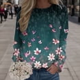 thumbnail image 2 of Ketyyh-chn99 Women Tops and Blouses 2023 Puffed Sleeved Printed Long Sleeve Crew Neck Active Wear T-Shirt Green,S, 2 of 4