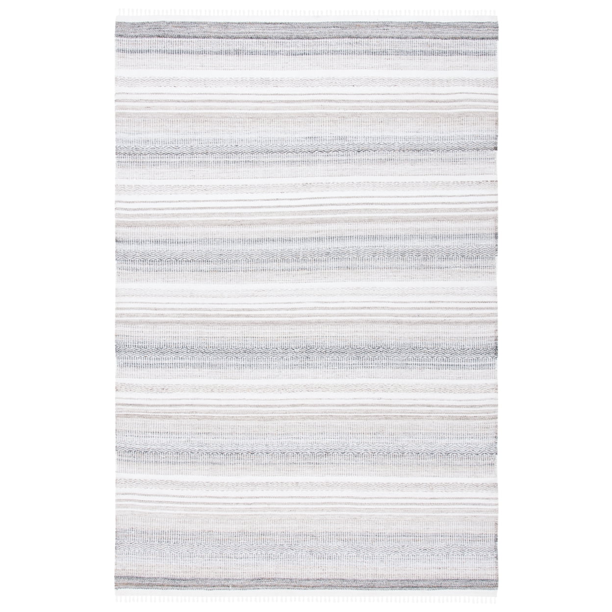 SAFAVIEH Kilim Malena Striped Polyester Area Rug, Ivory/Charcoal, 8' x 10'