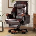thumbnail image 6 of Kinnls Fully Reclining Jones Massage Office Chair,Genuine Leather Managerial Executive Home Office Desk Chairs Swivel Task Chair, Adjustable Back and Retractable Footrest (Massage Chair-Sunflower), 6 of 9