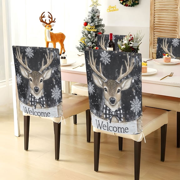 YAZAOO Chair Covers Set Home Kitchen Illustration Of Deer Party Decor Seat Back Cover Protector