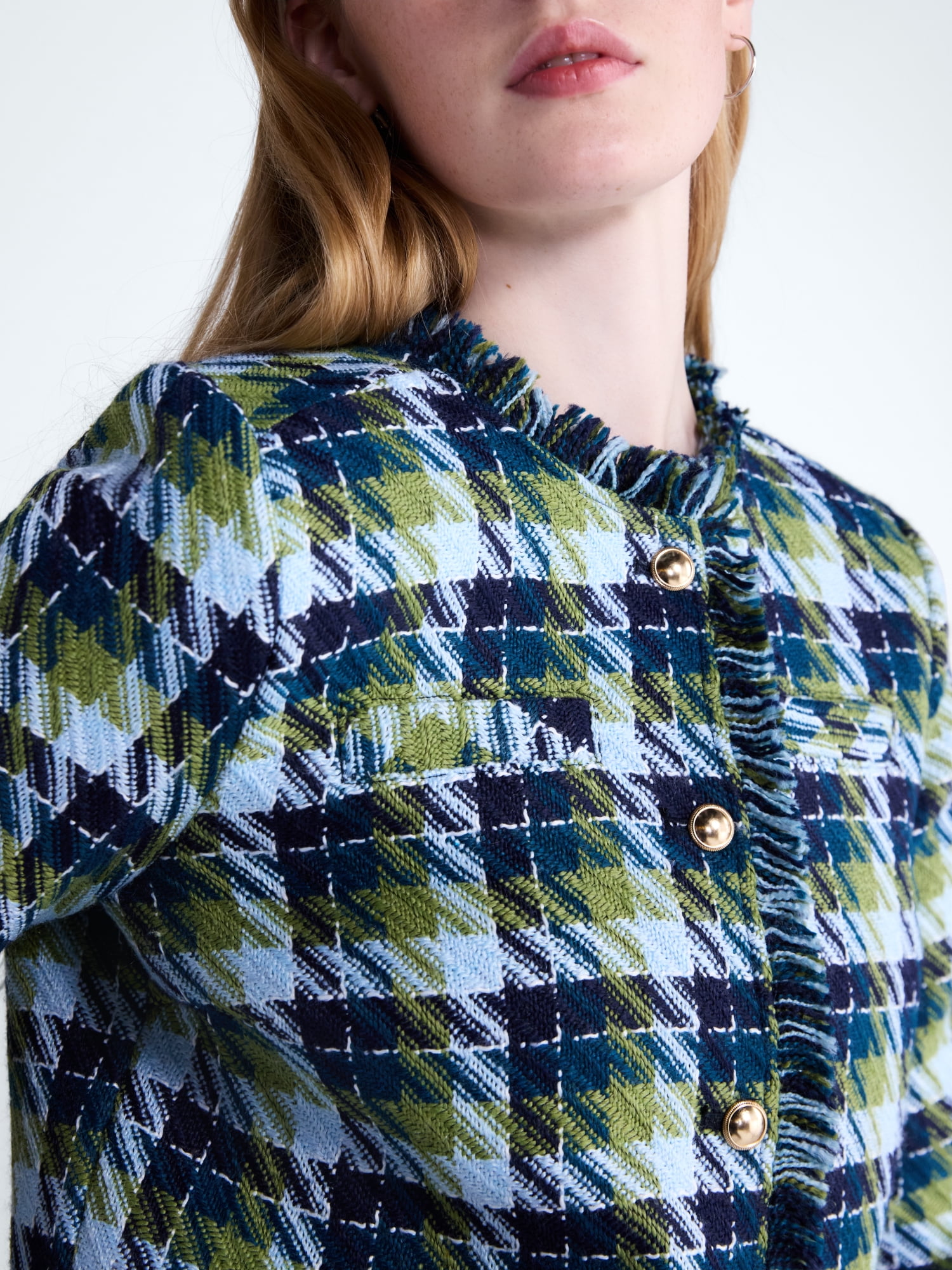 Free Assembly Women's Cropped Tweed Jacket with Fringe Trim, Sizes XS-XXL