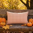 thumbnail image 2 of Checkered Throw Pillow Cover - Soft Linen Striped Decorative Cushion for Sofa & Living Room, Cozy Waist Support Pillowcase, Versatile Home Decor, Easy Care Orange B, 2 of 8