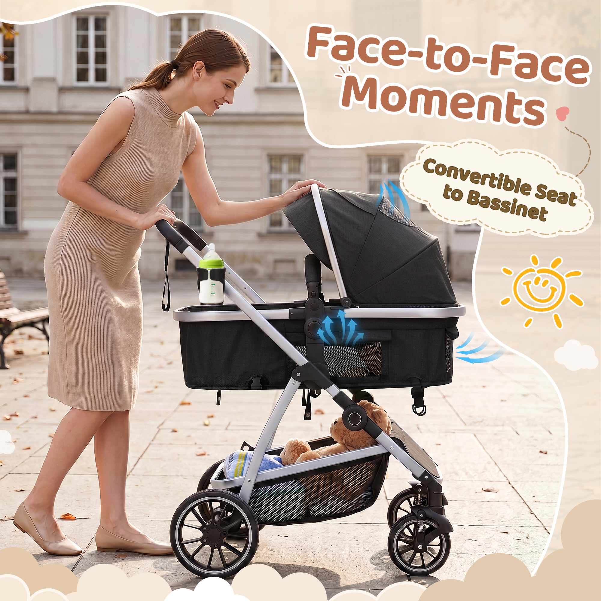 Babyeap 2-in-1 Reversible Lightweight Travel Stroller, Black photo 7